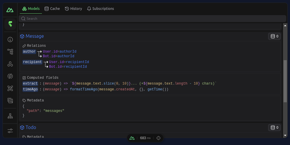 Devtools screenshot of the collections tab